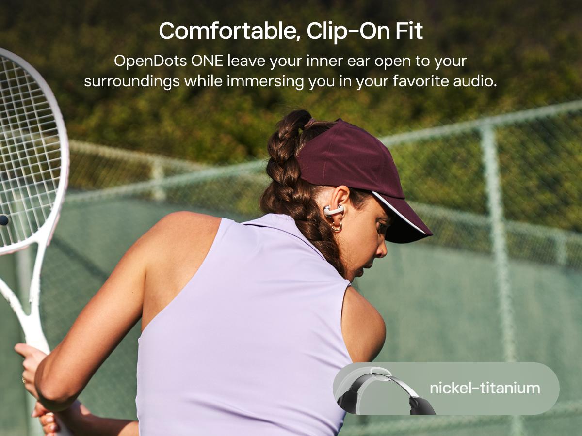 SHOKZ OpenDots ONE - Open-Ear Headphones - Wireless Bluetooth Earbuds with Microphone - Premium Dolby Audio - Water Resistant - Fast Charging - Up to 40 hrs Playtime