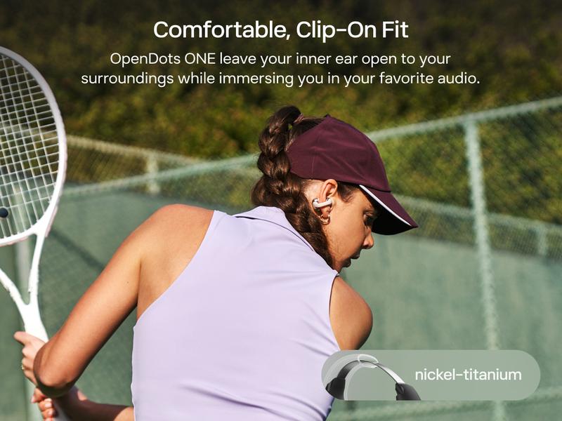 SHOKZ OpenDots ONE - Open-Ear Headphones - Wireless Bluetooth Earbuds with Microphone - Premium Dolby Audio - Water Resistant - Fast Charging - Up to 40 hrs Playtime