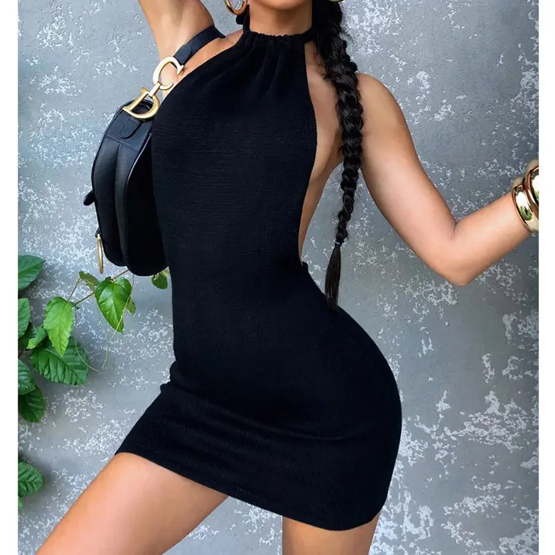 Black Halter Cut-Out Mini Dress