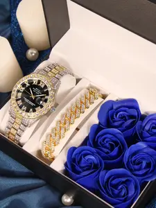 Men's Business Fashion & Bracelet Set, Fashion Watch & Bracelet Set for Party, Daily Decor, Trendy All-match & Exquisite Watch Set for Birthday Gift, Business Fashion Watches