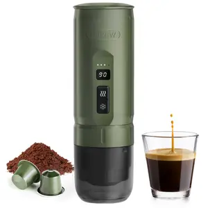 HiBREW H4C Portable Coffee Maker for Travel, Home & Office - 2-in-1 Espresso Machine with Adjustable Temperature & Capsule Compatibility for NS Capsules & Ground Coffee - Travelfriendly Groundcoffee Coffeemaker