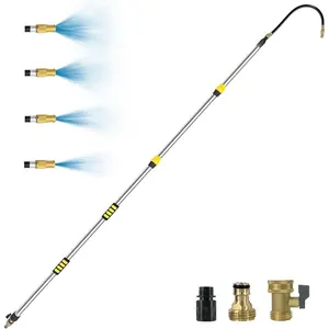 18FT Reach Telescopic Gutter Cleaning Tools from the Ground, Long Reach Gutter Cleaner Wand with Hose Attachment, Rain Gutter Cleaner Tool with Extension Pole for 2nd Story House