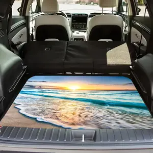 1pc Waterproof & Scratch-Resistant Car Trunk Liner Mat, Floor Mats for Car - Heavy-Duty SUV cargo floor mat with Non-Slip Backing, Easy to Clean - Fit for Trucks, Sedans, SUVs - Interior Protection & Auto Accessory, Ocean Sunset Design, Easyclean Surface