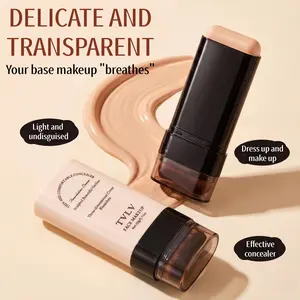 Denavio 2-in-1 Foundation Stick with Built-in Brush, Full Coverage Concealer for Acne & Dark Spots, Lightweight Natural Matte Finish for All Skin Types, 1PC Blush Pink Makeup Compact Cosmetic Blend finger sponge