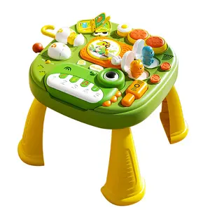 Kids Dinosaur Electric Musical Light Up Early Education Game Table Toy, Baby Intelligent Busy Board, Multifunctional Music Desk, Christmas Gifts for Kids