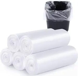 100 Count Small Trash Bags 1.2 Gallon Clear Garbage Bags Strong Leakage-Free,Unscented Thick for Bathroom, Office, Kitchen Waste Basket 3-6 Liter Waste Bins (Clear 1.2 Gallon, 100 count)