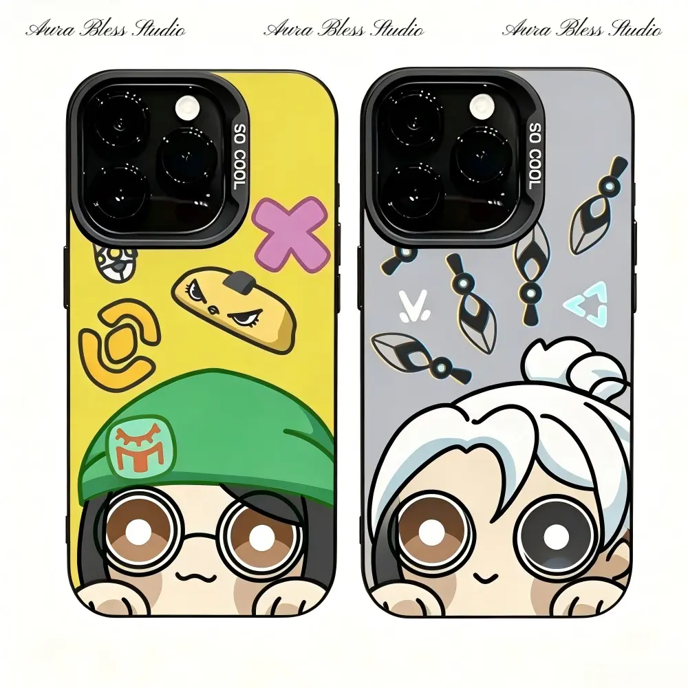 Trendy Game Character Valorant Phone Cases For iPhone 17 Promax Air 16 15 14 Pro Max Plus 13 12 11 Black White IMD Mattle Shockproof Protective Cover Gifts For Birthday Valentine Christmas Thanksgiving Halloween