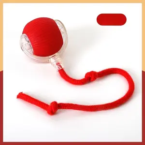 Newly Designed 360° Interactive Electric Rolling Mobile Rechargeable Self-play Stimulating Toy, Pet Chase Ball with Fast Tail Rope, Suitable for Indoor Cat, Small Dog Toy