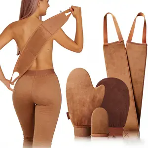 Self Tanning Mitt Applicator Kit, Self Tanner Mitt Set Includes Self Tanner Back Applicator, Exfoliator Glove and Finger Face Tanning Glove