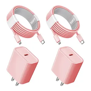 JAYUANONE iPhone Charger Fast Charging 2 Pack Pink Type C Wall Charger Block with 2 Pack 10FT USB C to Lightning Cable for iPhone 14/13/12/12 Pro Max/11/Xs Max/XR/X,AirPods Pro