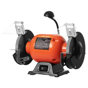 fathersdaygift VEVOR Bench Grinder, 6-inch Single Speed Bench Grinder, 3450RPM High-Speed Table Grinders with 250W 2.1A Induction Motor, 36/60-Grit Grinding Wheels LED Work Light for Fast Sharpening Grinding