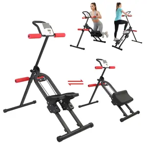 Adjustable Ab Trainer Machine Foldable Stair Stepper with LED Monitor, Abdominal Exercise Machine Core Trainer Machine Workout for Arm, Leg Buttocks Shaper Capacity OutdoorFun for Home Gym