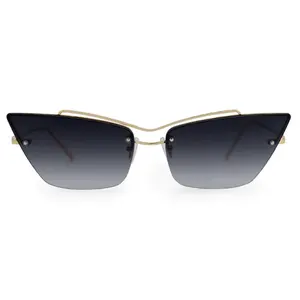Cleo - Black Eco-Friendly Cat-Eye Sunglasses with Gold Metal Detailing Soft Gradient Lenses Recycled Materials Sustainable Fashion
