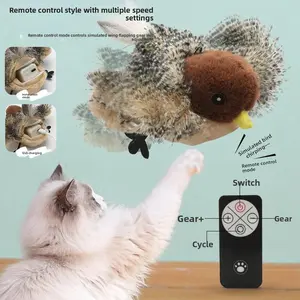 Electric Simulated Bird Toy for Cats, Remote Control, Multi-Functional Adjustment, Rechargeable, Self-Entertaining, Sound-Making, Shaking Plush Toy for Cats, Intelligent Cat-Teasing Bird