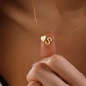 Tiny Heart Initial Necklace Letter A–Z Pendant, Personalized Name Tag Necklace, Birthday & Christmas Gift for Women and Girls