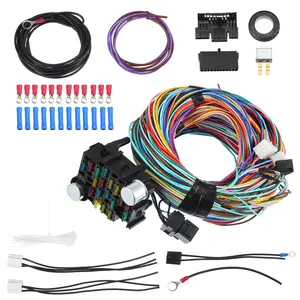 1 Set Universal 21 Circuit Wiring Harness Kit with Fuses for GM for Chevy for Ford for Chrysler Pickup Truck