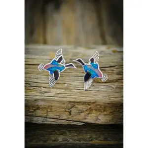 Sterling Silver Duck Earrings • Navajo Handmade • Mallard Duck Design
