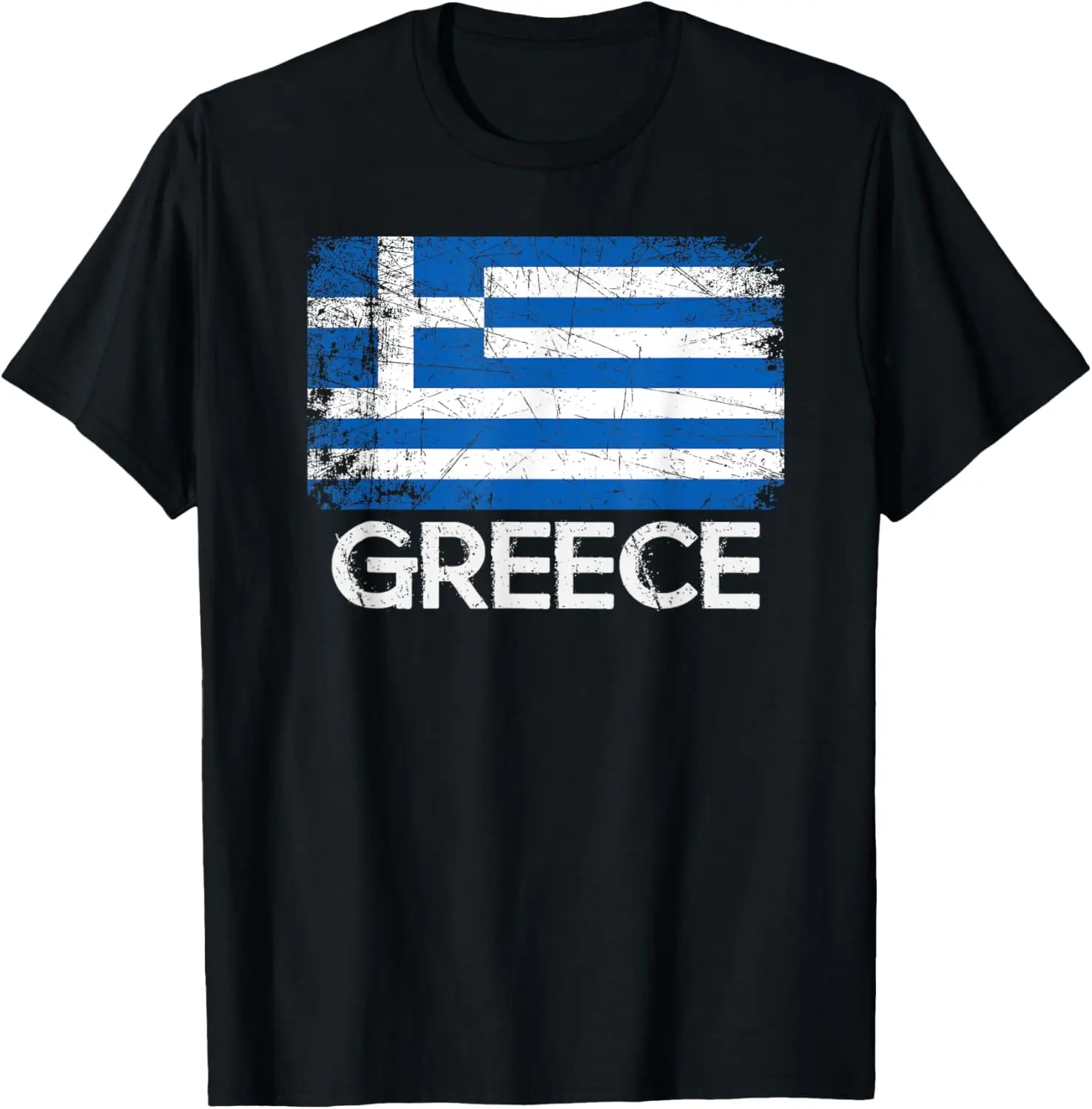 Women's Vintage Graphic T-Shirt with Distressed Greek Flag, 100% Cotton Round Neck, Made in Greece Gift Idea, Vintage Shirt, Tshirt