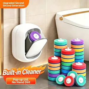 CL Zone Disposable Toilet Brush Kit - 35/14 Refill Heads & Holder, Rotating No-Touch Deep Cleaner for Under-Rim & Corner, Bathroom Cleaning Tool for Home, RV wand holder