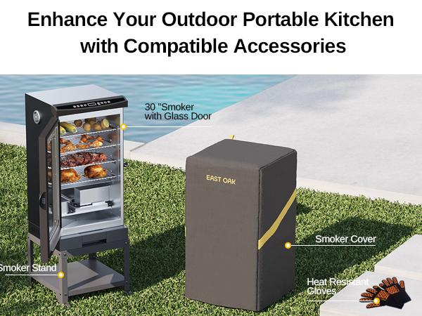 EAST OAK 30" Digital Electric Smoker, Outdoor Smoker with Glass Door and Meat Thermometer, 725 Sq Inches of Cooking with Remote, 4 Detachable Racks Smoker Grill for Party, Home BBQ, Night Blue