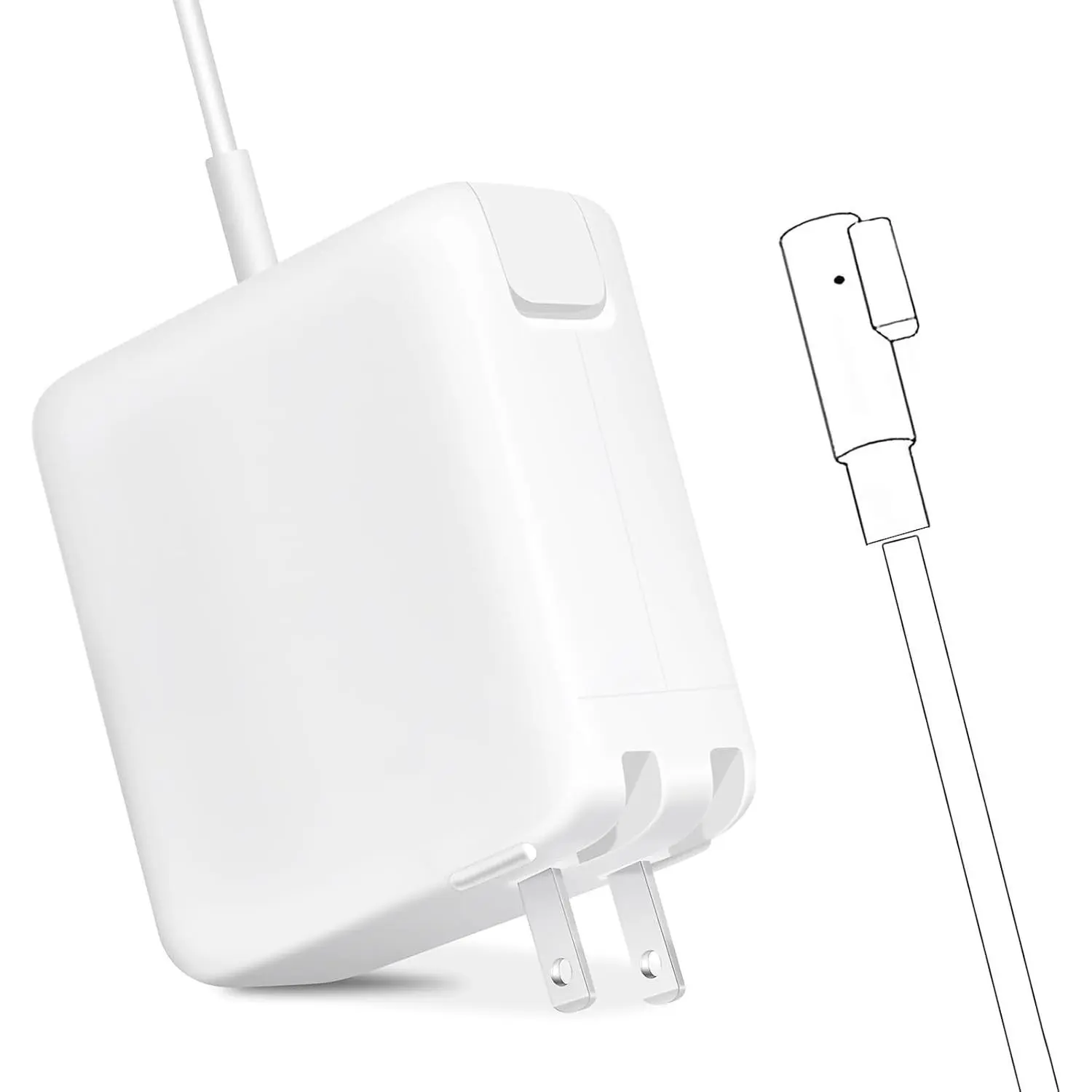 60W L-Tip AC Power Adapter for MacBook Pro - 16.5V 1.5A, AC 100-240V 50-60Hz, Foldable Plug, Easy to Carry Travel Charger Compatible with 13-Inch Pre-Mid 2012 Models & 2009-2010 MacBook