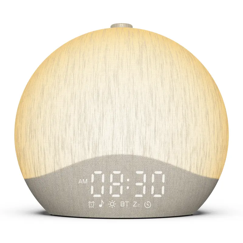 ecozy Sunrise Alarm Clock, White Noise Machine, [Upgraded-Cotton-linen Fabric] Sound Machine for Bedroom, Multifunctional Wake Up Light with BT Speaker, 26 Sleep Soothing Sounds, 17 Night Lights, Dimmable Digital Clock for Adults, Kids, homedecor