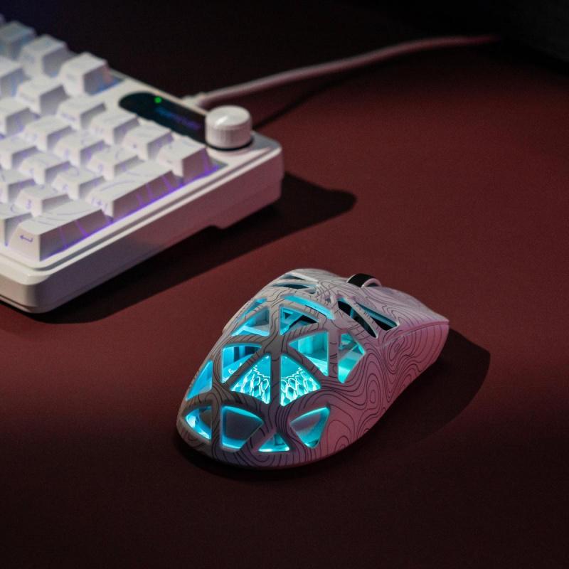 G11 Skeleton Wireless Gaming Mouse PAW3311 RGB Glow Tri-mode Bluetooth Transparent Shell Fast Response Rechargeable FPS Mouse Tiktokshop Lightweight, Gaming with Side Button, Hollowed-out design, White/ Black for Laptop