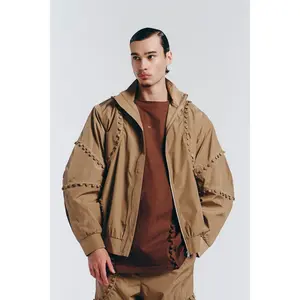 Unbutton Track Jacket in Khaki Nylon