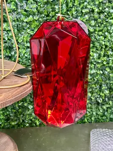 8 Inch Red Acrylic Rectangle Diamond Ornament