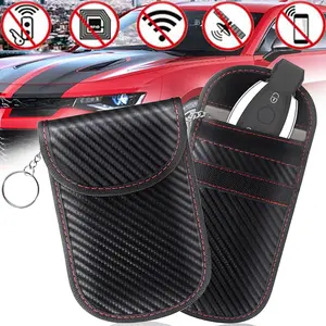 Car Key Signal Blocker Pouch, 2 Pcs RFID Blocking Faraday Bag Protector for Key Fob Car Signal Blocking Key Protector Case Bag Remote Entry Attenuated Signal Pouch Bag for Car Security