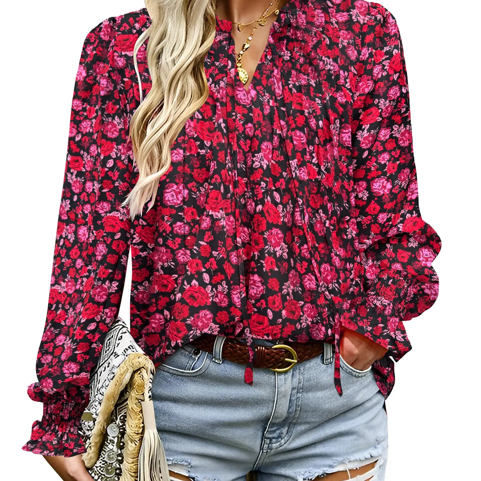Floral Black Red