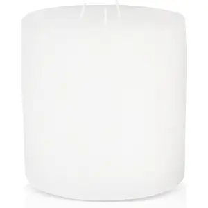 Large Mottled Pillar Candles - Unscented - 6-Inch Diameter for Extra-Wide Holders - 3-Wick Candles for Home and Events - White