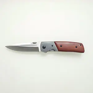 Folding Pocket Knife | 3Cr13 Sand-Blasted Stainless Blade | Rosewood Handle Steel Frame Lock Pocket Knife