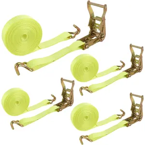 4 Pack 1 Inch Ratchet Straps Heavy Duty 20ft Tie Down Straps Ratchet with Double J Hook, 8000 LBS Break Strength, Cargo Ratchet Straps for , , , Kayaks,  Roof