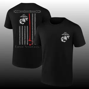 U.S. Marines "Earned Never Given Marines" T-Shirt – Vintage USMC Sword Flag Graphic Tee, Ultra Soft Cotton Blend, Patriotic Military Apparel for Men & Women, Perfect Gift for Marines & Veterans outdoorfun