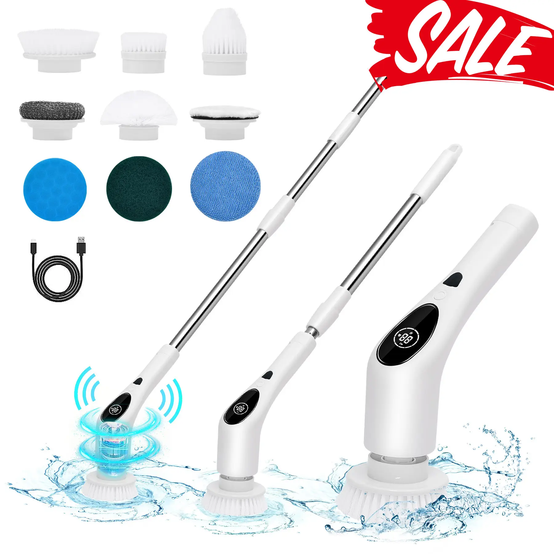 LABIGOO 9 in 1 Electric Spin Scrubber: Effortless Cleaning with Wireless, Multifunctional Design