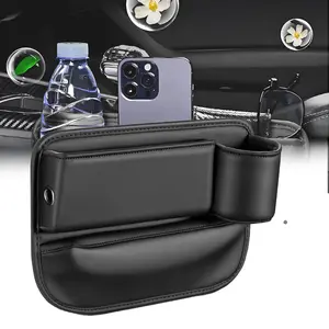 Seat gap filler storage box, high-quality leather center console storage box, convenient for accessing mobile phones/keys, universal multi-functional essential item storage box suitable for cars, SUVs, and trucks
