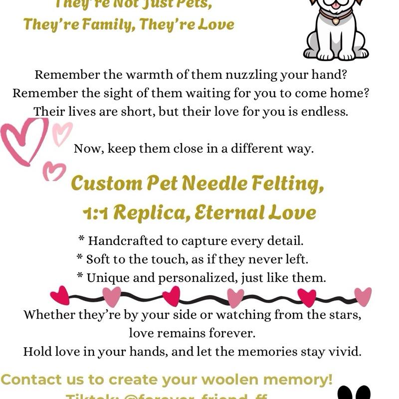 Forever Friend FF~Custom Pet Needle Felting~1:1 Replica, eternal Love