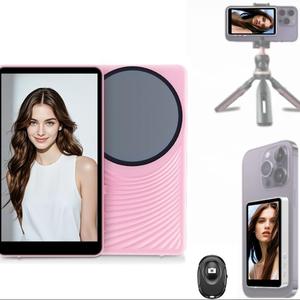 wireless phone vlog selfie monitor screen, rear camera wireless monitor compatible with iphone android, magnetic mount, live streaming