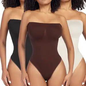 Women's Strapless Bodysuit  Tummy Control Shapewear Bodysuit, Thong Body Shaper with Removable Straps Tube Tank Top, Lady Shapewear For All Seasons Womenswear Comfort Soft Basic Minimalist
