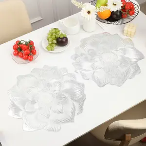 Elegant Rose Pattern Heat Press Placemats Set of 6, Non-Slip Cup Coasters, Floral Design Home Decor, Perfect for Parties and Gifts