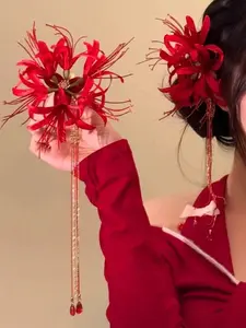 「Vintage Palace Style Anemone Long Fringe Hair Clip, Realistic Hair Accessory for Women, Perfect Gift for Daily Date Party🎁」