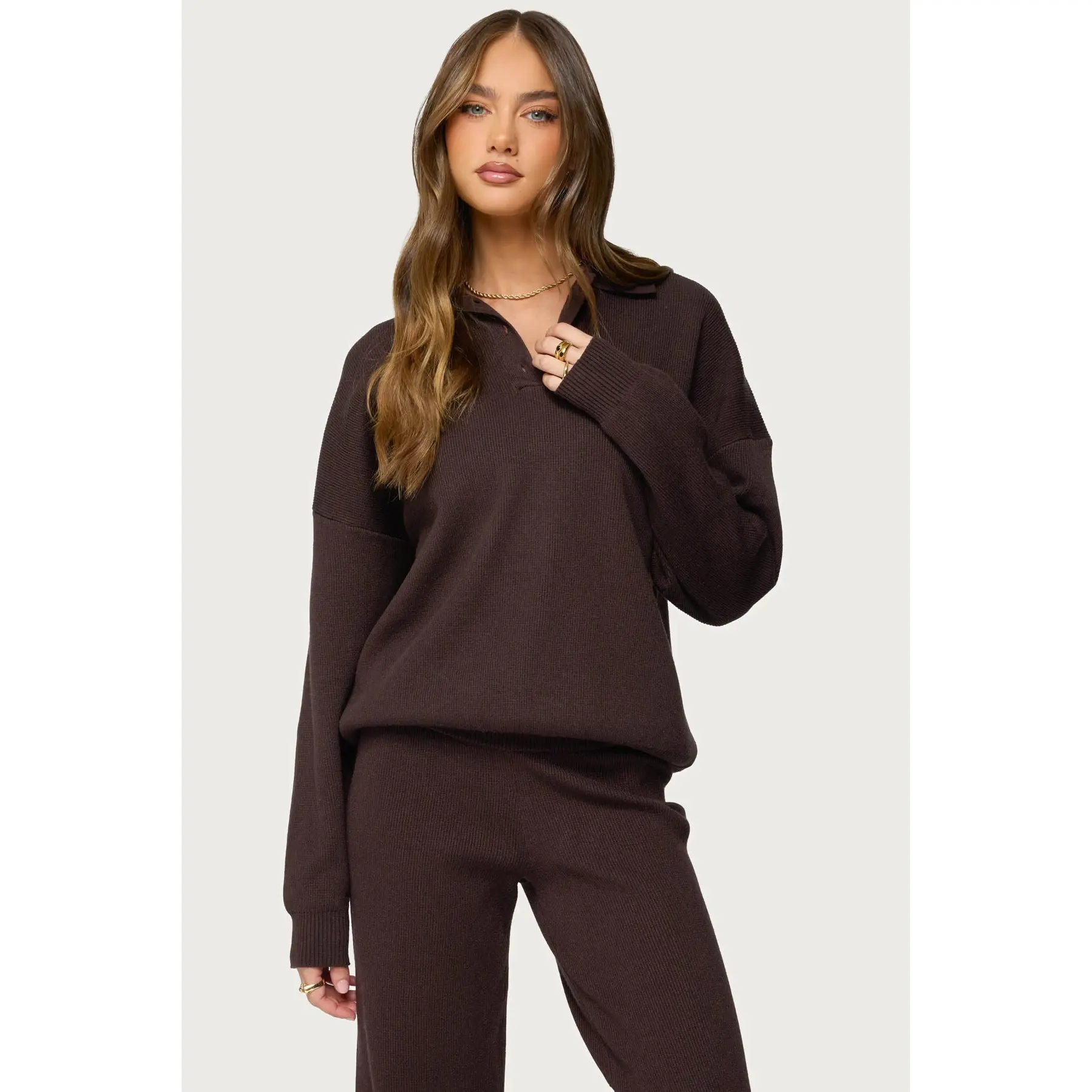 Lorie Oversized Knit Polo Sweater