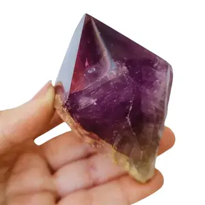 Amethyst Philosopher's Stone – Rough Untreated Amethyst Quartz Crystal with Semi-Polished Point, Shelf or Counter Decor