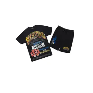 Colorful Race Black T-Shirt Short Set