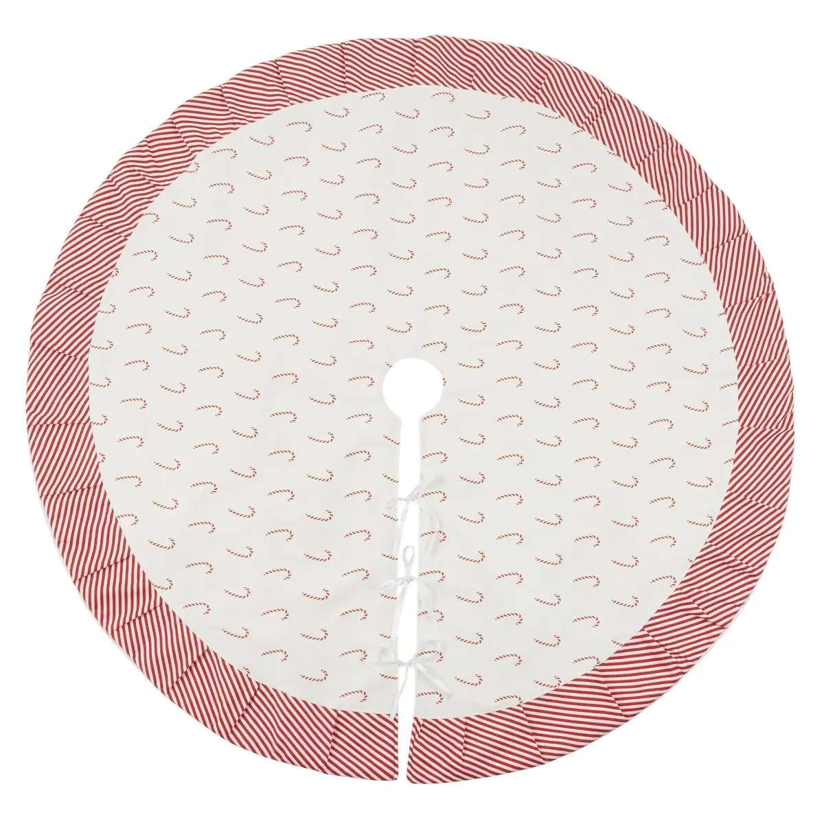 212 MAIN Hand-Made 72 in. Polyester Candy Cane Christmas Tree Skirt - Classic Christmas Decor, Home Decoration, Room Decorations for Festive Home Accents
