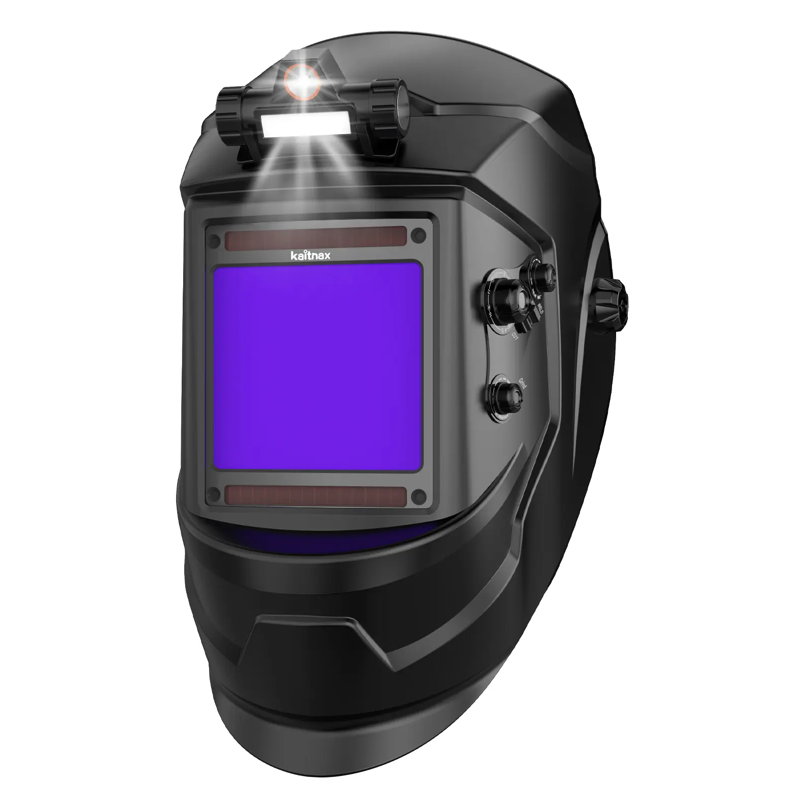 【FathersDay Gift】Kaitnax Large View Auto Darkening Welding Helmet, Blue Light Blocking, 1/1/1/1 True Color Solar Powered Welder Hood Mask with 4 Arc Sensors, Wide Shade 3/5-9/9-13 for TIG MIG ARC CUT and GRIND