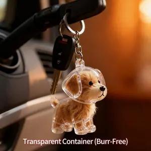 Cute Dog Hair Storage Box, Transparent Pet Hair Organizer, Creative Cat & Dog Shape Keychain, Car Accessories, Adorable Animal Design