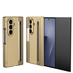 Premium Faux Leather Protective Phone Case for Samsung Galaxy Z TriFold Smartphone, Includes Tempered Glass & Touchscreen Pen, Dual Hinge Protection, Anti-Drop Folding Cover