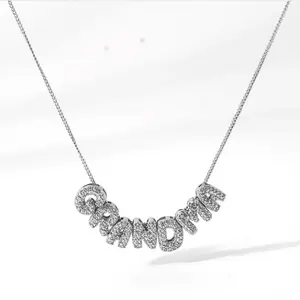 Origami Owl "Dear Grandma" Silver Pave Bubble Letter Necklace Adjustable 17-20" Chain Sparkling Sentimental Jewelry
